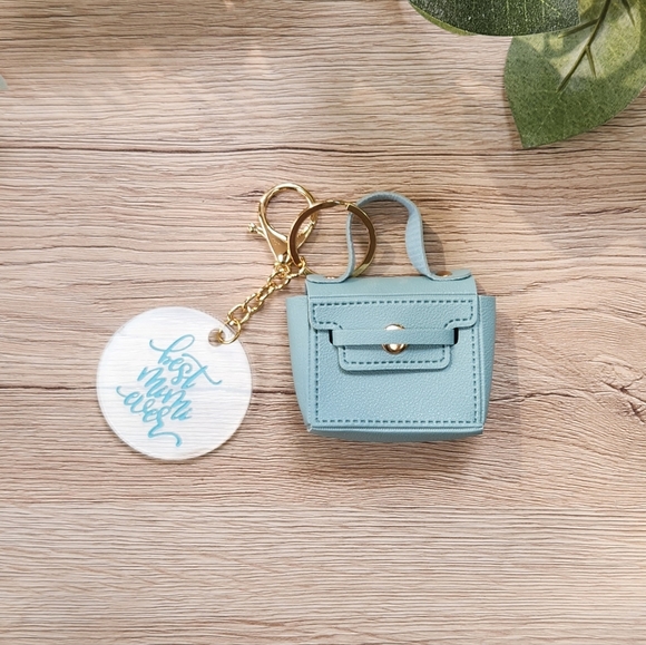 MIMI GIFT!!! Mini Purse Keychain with Laser Engraved Charm - " Best Mimi Ever" - Picture 8 of 12